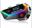 Gearelec G-MAX Bluetooth слушалки за мотоциклетна каска V5.2BT HiFi стерео звук,Екран и RGB светлини, снимка 1