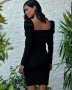 Нови! Дамска черна зимна рокля фино плетиво с дълъг ръкав S-XL, снимка 3