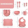 Baby Eats® Силиконов комплект за хранене на бебета 9 части (розов), снимка 9
