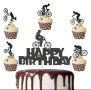 12 бр Колоездач Велосипедист на колело картонени брокат топери украса декор за мъфини кексчета топер, снимка 1