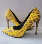 Стилни луксозни дамски обувки жълти номер 39 , снимка 1