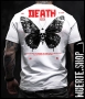 Бяла тениска SACRIFICE MOTH с артистичен дизайн – череп и skull moth., снимка 1
