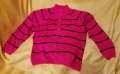 Дамски пуловер с висока яка червен на райета, снимка 1 - Блузи с дълъг ръкав и пуловери - 35271838