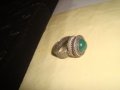 СРЕБЪРЕН СТАР 19 ВЕК ПРЪСТЕН с ГОЛЯМ ШЛИФОВАН КАМЪК ЗЕЛЕН АХАТ - СРЕБРО СТАРО ГРАДСКО БИЖУ 22478, снимка 16