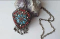 Старо кулие талисман амулет с корали и тюркоаз , снимка 3