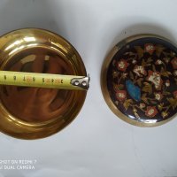 месингова купа,декорирана с емайл, снимка 4 - Антикварни и старинни предмети - 35003618