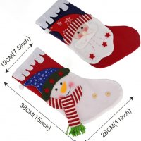 Нови 2 броя големи Чорапи Украса Декорация Коледа Празници, снимка 2 - Декорация за дома - 38956488