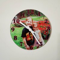 Стенен кръгъл часовник, стъклен с Ваша снимка, снимка 1 - Стенни часовници - 41351922