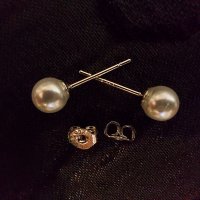 Сребърни обеци перли, снимка 5 - Обеци - 35089538
