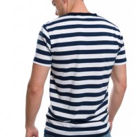 Нова мъжка моряшка тениска с връзки на тъмносиньо/бяло райе, снимка 4 - Тениски - 27950602