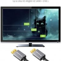 POSUGEAR Плетен HDMI кабел -Видео 4K,3D 2160pх1080p Висока скорост 18Gbps,позлатени конектори,2м, снимка 8 - Кабели и адаптери - 37853067