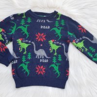 Коледен пуловер с динозаври H&M 4-6 години, снимка 3 - Детски пуловери и жилетки - 27415912