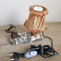 Стара малка нощна лампа мрамор и бронз, снимка 2 - Антикварни и старинни предмети - 33261848