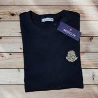 Мъжка тениска Moncler, с бродирано лого, цвят черен, снимка 3 - Тениски - 44016543