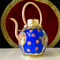 Тибетски чайник порцелан,мед и месинг. , снимка 7 - Антикварни и старинни предмети - 37512646