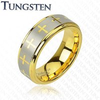 Волфрамов пръстен с кръстове, снимка 1 - Пръстени - 43249744