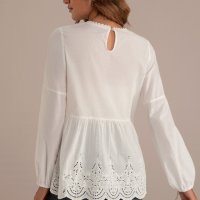 Елегантна бяла блуза, Красива памучна блуза, Бяла дамска риза, снимка 2 - Блузи с дълъг ръкав и пуловери - 43239298