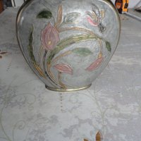 Бронзова ваза с емайл сойка присмехулка , снимка 6 - Вази - 42990646