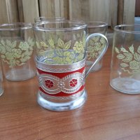 Руски стъклени чаши за стакани подстакани , снимка 2 - Антикварни и старинни предмети - 37419292