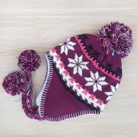 3275 Дамска зимна плетена шапка Снежинки, снимка 5 - Шапки - 38917952