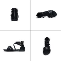 Halfword Дамски равни римски сандали, черно, размер 39, снимка 4 - Сандали - 43929805