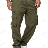 Мъжки свободни прави карго панталони с множество джобове, 4цвята - 024, снимка 2 - Панталони - 43545490