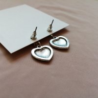 Дамски обеци с висулки сърца в сребрист цвят, снимка 7 - Обеци - 43899778