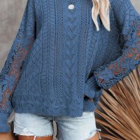 Дамски пуловер с дълъг ръкав с изрязани венчелистчета, 3цвята - 023, снимка 13 - Блузи с дълъг ръкав и пуловери - 39343746