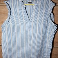 Синя блузка тип потник с къдрички 2XL, снимка 1 - Потници - 35843745