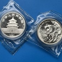 сребърна монета панда 1990,1991,1992,1993, снимка 1 - Нумизматика и бонистика - 43803522