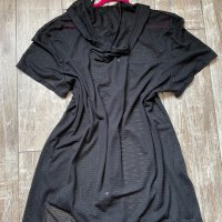 Дълга черна риза жилетка  туника рокля от мрежа цип , снимка 7 - Жилетки - 37531878