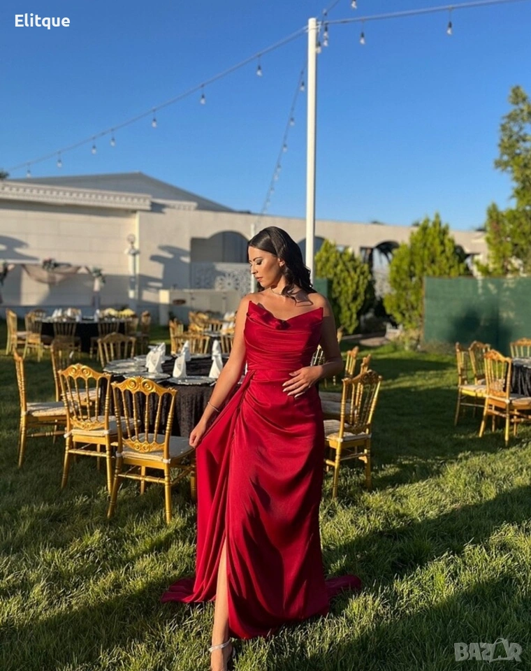 ⭐️Дълги сатенени рокли с цепка, снимка 1