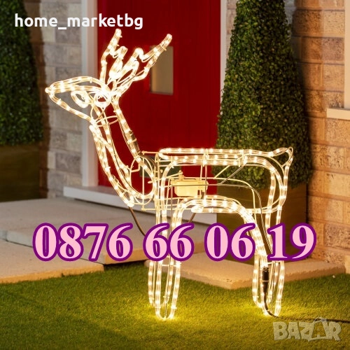 Голям Коледен елен, LED светещ елен, жълта светлина, снимка 1