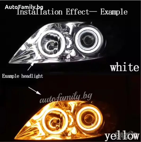 Универсални Cotton LED Ангелски очи с мигач 90мм, снимка 1