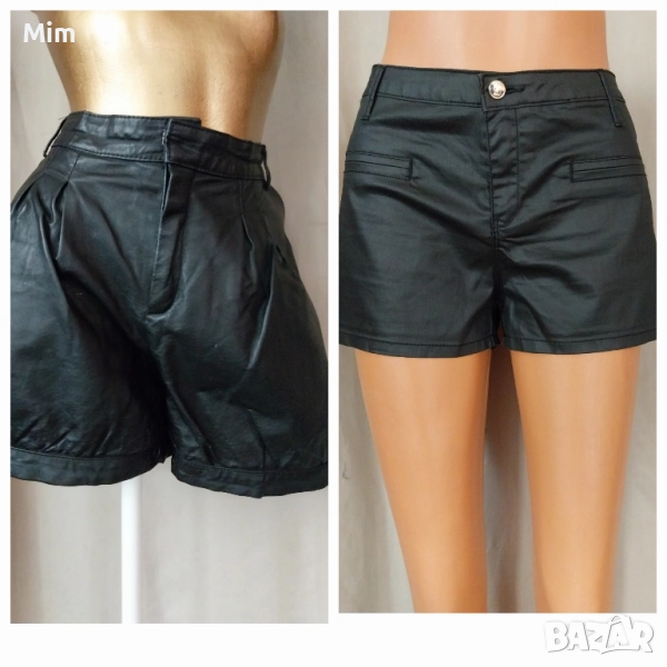 М Къси кожени, черни панталони, снимка 1
