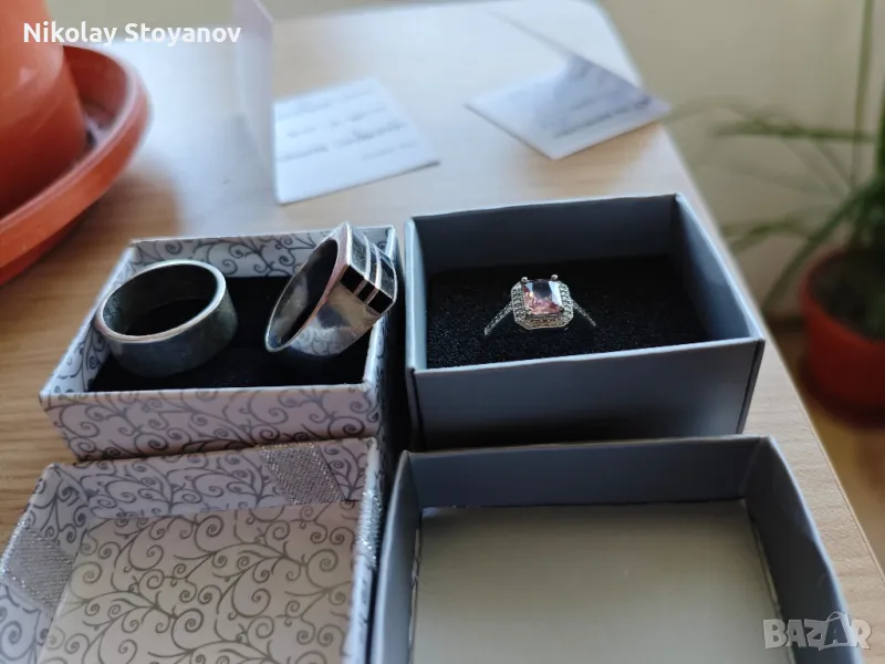Сребърни пръстени със сертификати. 2 мъжки - Женски с камък султанит и цирконий , снимка 1