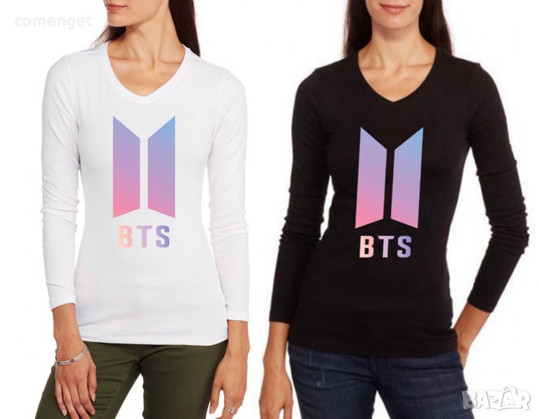 НОВО!!! Дамски блузи BTS K POP PINK LOGO принт! Бъди различна, поръчай модел с ТВОЯ идея!, снимка 1