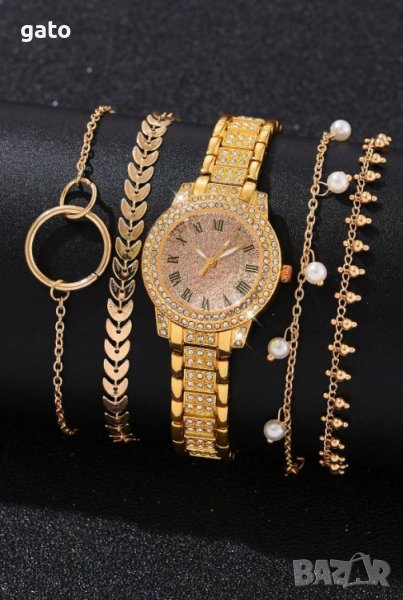 Комплект дамски часовник + гривни, снимка 1