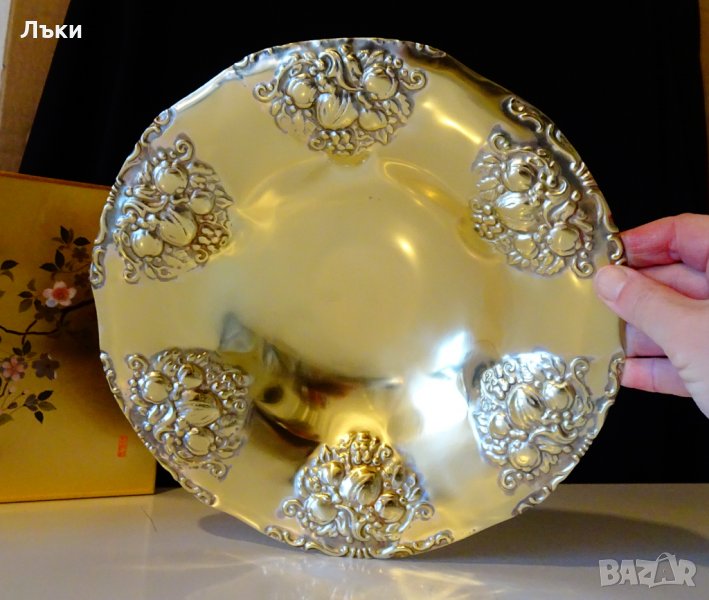 Бронзова фруктиера,релефни плодове,барок. , снимка 1