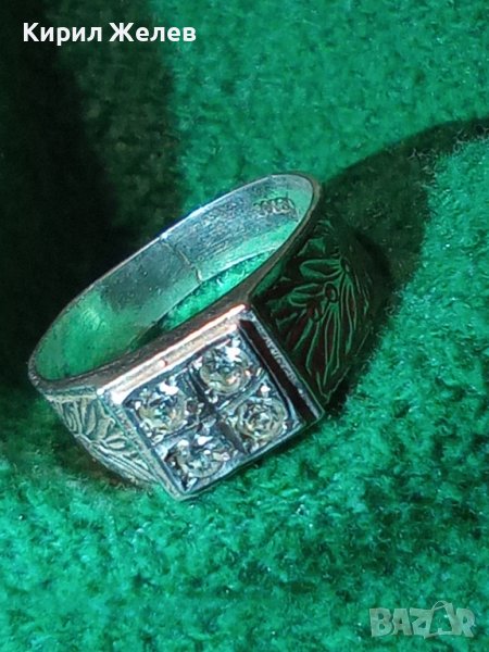 ФЛОРАЛНО ОРНАМЕНТИРАН СКЪПОЦЕНЕН АРТ ДЕКО ПРЪСТЕН СРЕБРО 800 МАЙСТОРСКА ИЗРАБОТКА с ЦИРКОНИ 25833, снимка 1