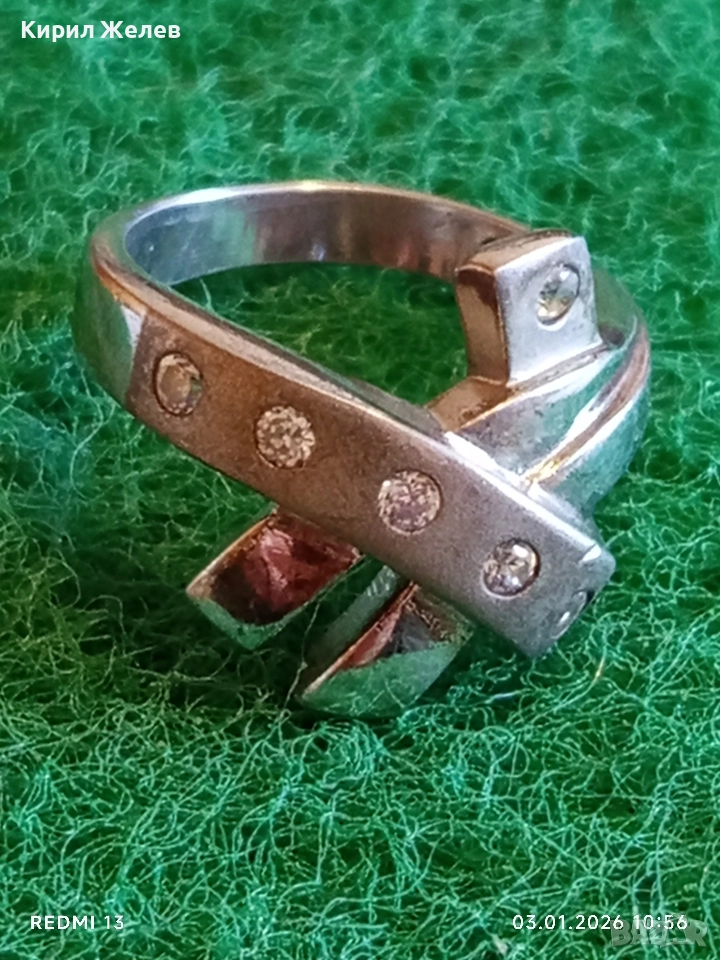 Нестандартен артистичен дизайн сребърен пръстен подходящ за ежедневието или като акцент 52646, снимка 1