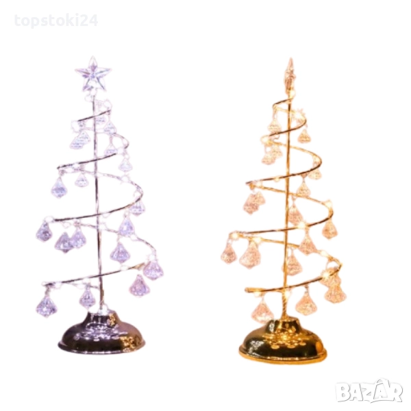 Акумулаторна нощна лампа LED нощна лампа коледна елха с ефект от диаманти., снимка 1