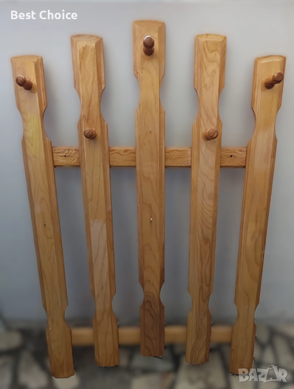 Масивна стенна закачалка от чам с пет сектора, снимка 1