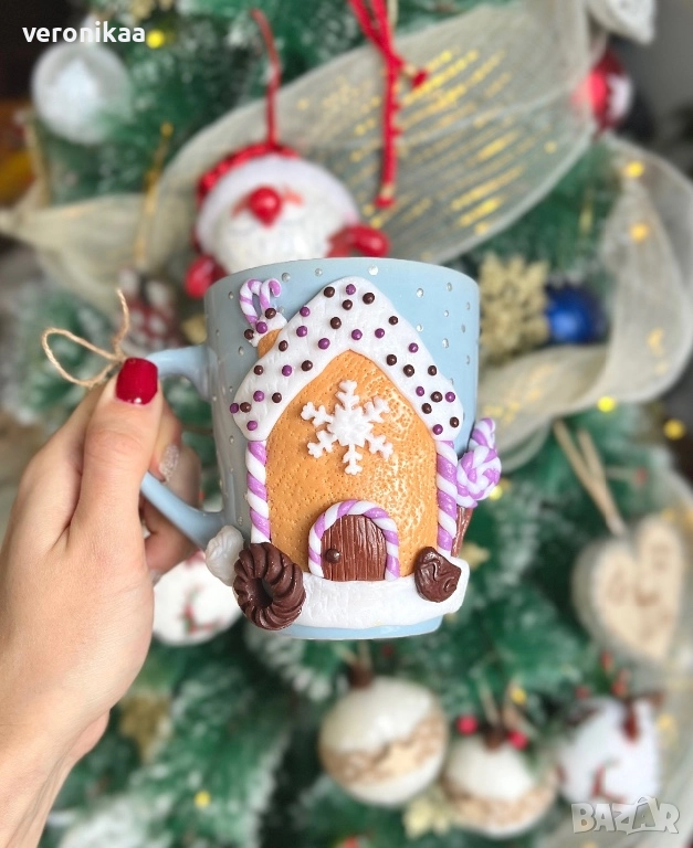 Чаша "Коледна къщичка", снимка 1