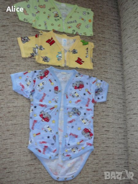 Бодита с къс ръкав 3 броя - размер 36 /3-6 мес./, снимка 1