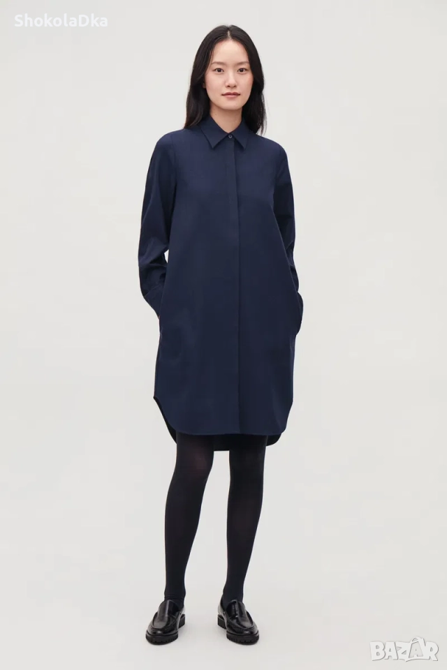 COS рокля тип риза 96 % вълна, снимка 1