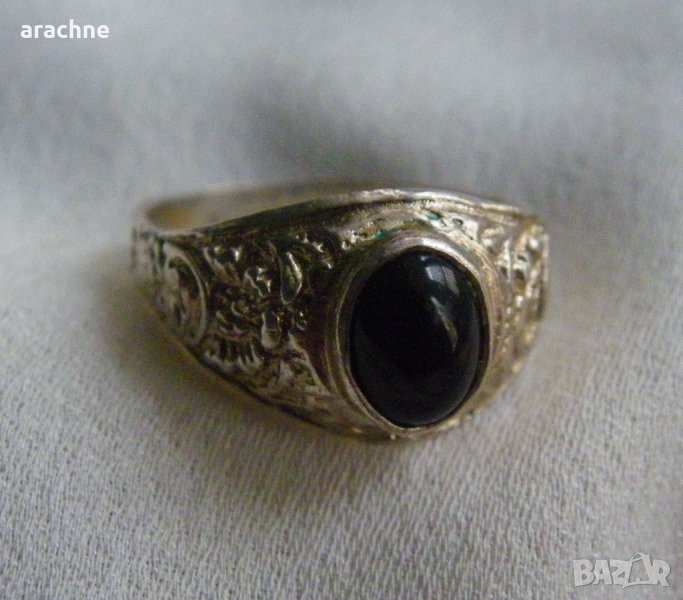 Сребърен пръстен с морион, снимка 1