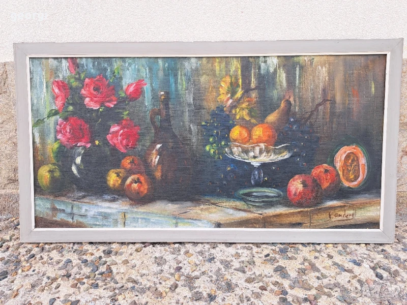 голяма стара картина натюрморт , снимка 1