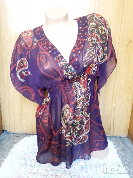 Лилав шифон прозрачна туника тип пеперуда М, снимка 1