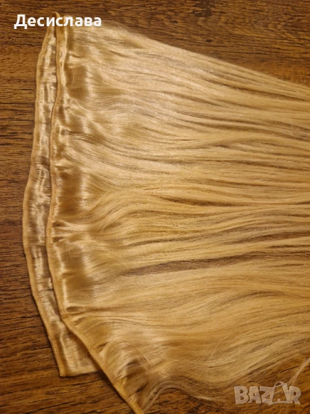 Естествена руса коса 78-80 см подходяща за трайно поставяне!, снимка 1